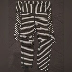 Athleta Black and White Striped Leggings